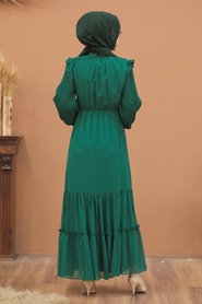 Green Hijab Dress 2409Y - Thumbnail
