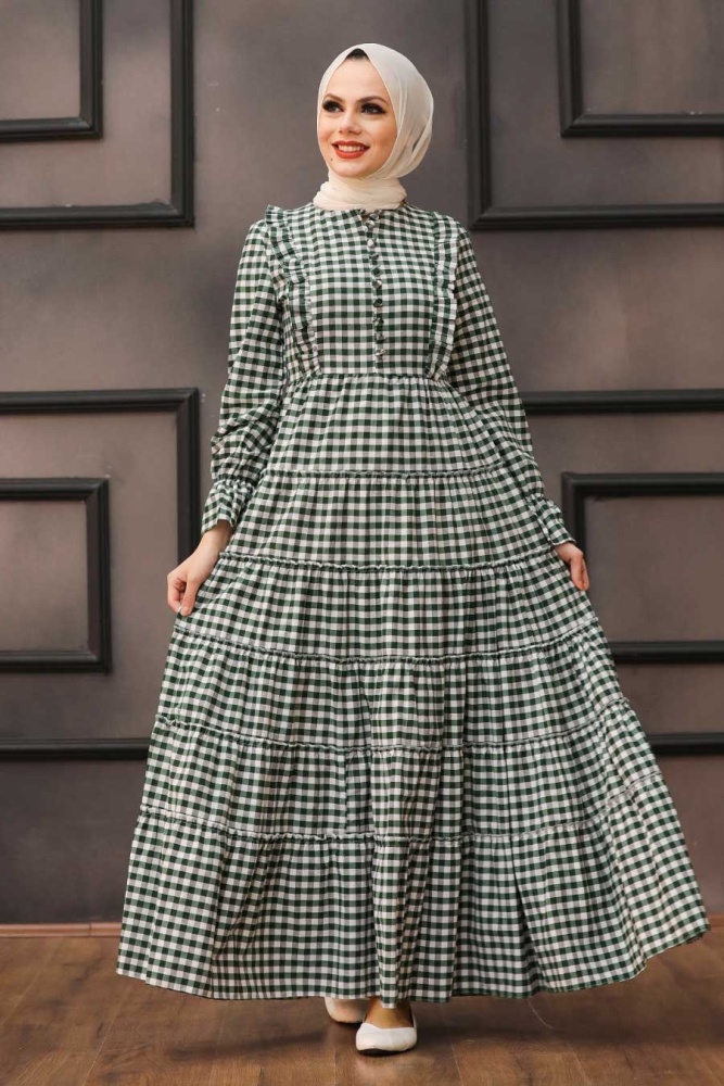 Green Hijab Dress 27090Y - 2