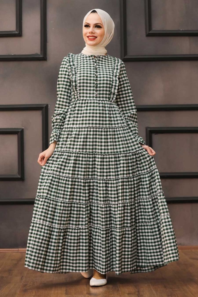 Green Hijab Dress 27090Y - 1