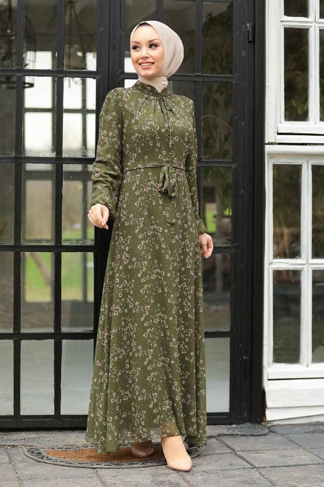 Green Hijab Dress 27902Y - 2