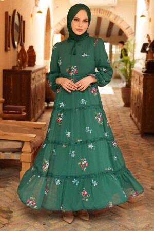 Green Hijab Dress 32811Y - 1