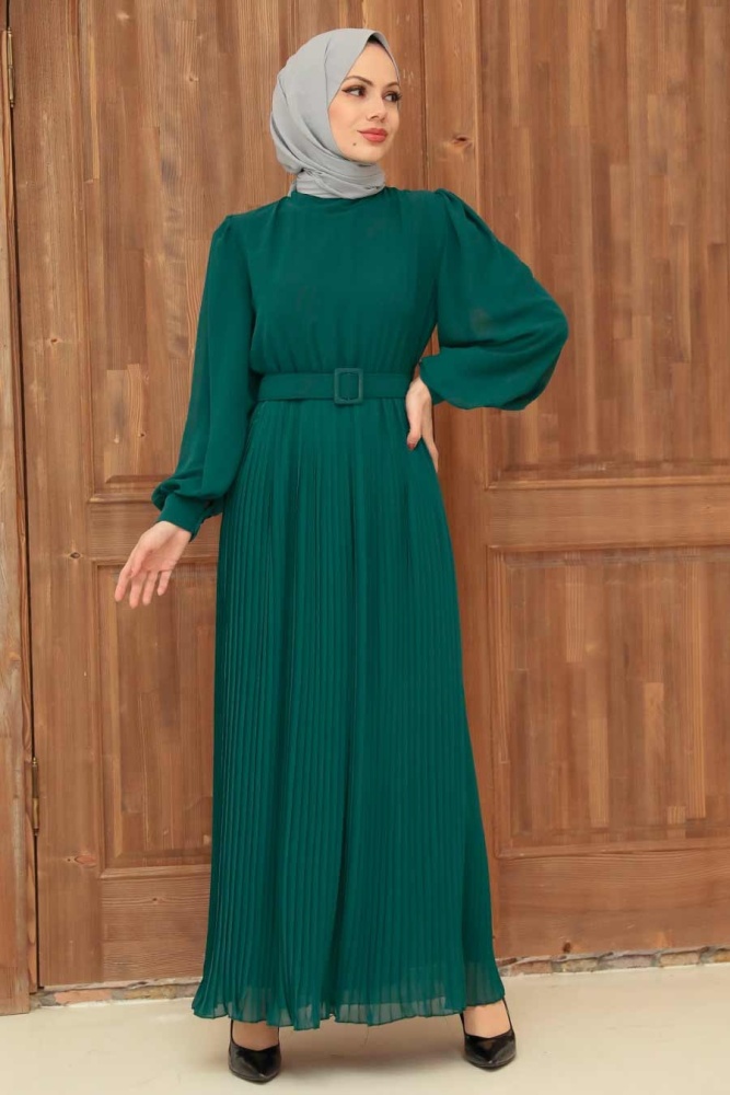 Green Hijab Dress 3358Y - 1
