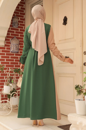 Green Hijab Dress 3437Y - 4