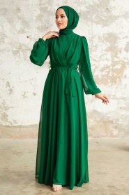 Green Hijab Dress 5796Y - Thumbnail