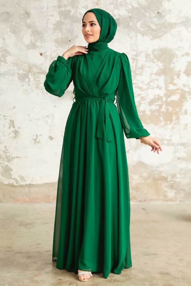 Green Hijab Dress 5796Y - 3