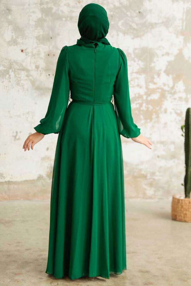 Green Hijab Dress 5796Y - 4