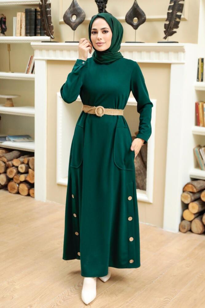 Green Hijab Dress 5804Y - 1