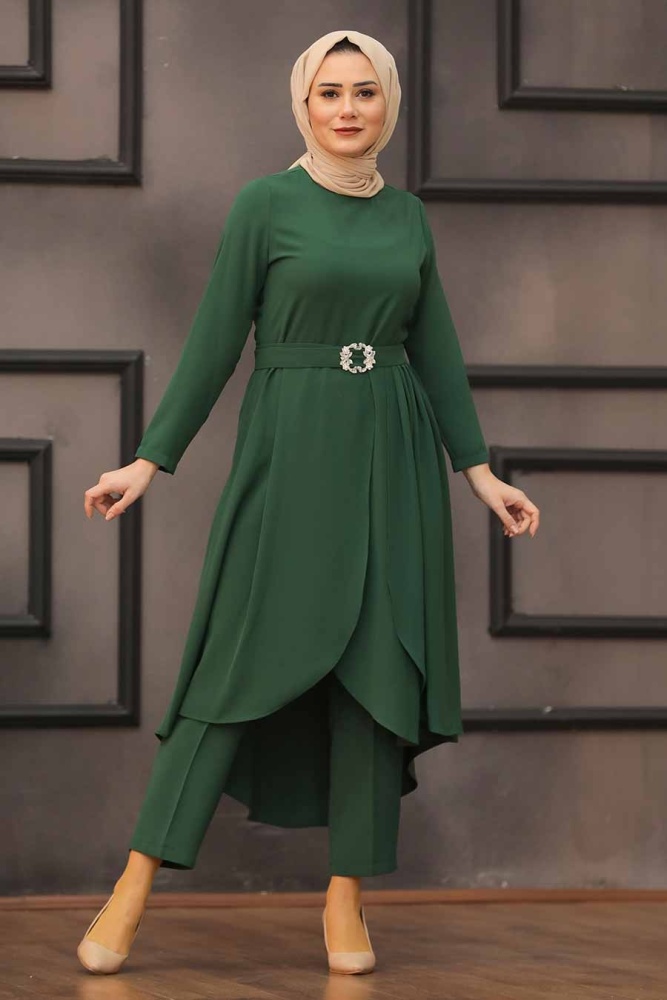 Green Hijab Dual Suit Dress 1400Y - 1