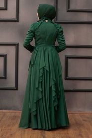 Neva Style - Luxury Green Muslim Long Sleeve Dress 21850Y - Thumbnail