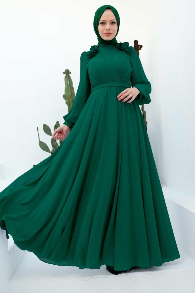 Neva Style - Long Green Hijab Muslim Evening Dress 22232Y - 1