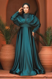 Neva Style - Luxorious Green Modest Islamic Clothing Prom Dress 22451Y - Thumbnail