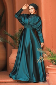 Neva Style - Luxorious Green Modest Islamic Clothing Prom Dress 22451Y - Thumbnail