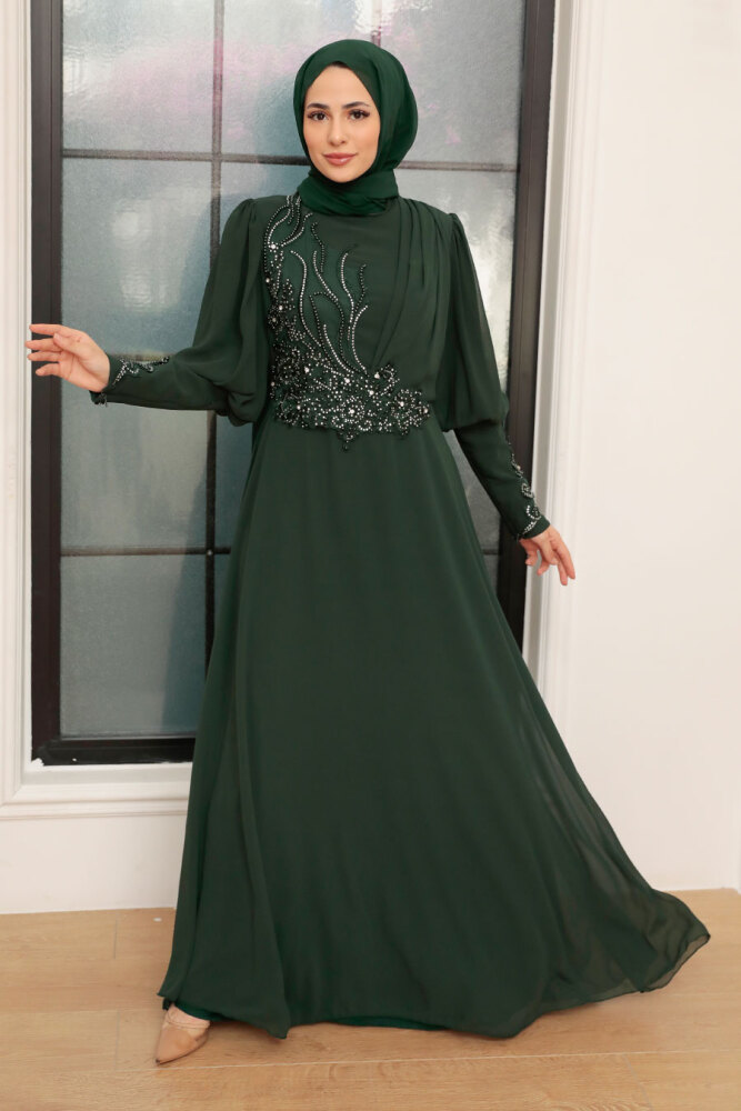 Neva Style - Green Turkish Modest Dress 25817Y - 2