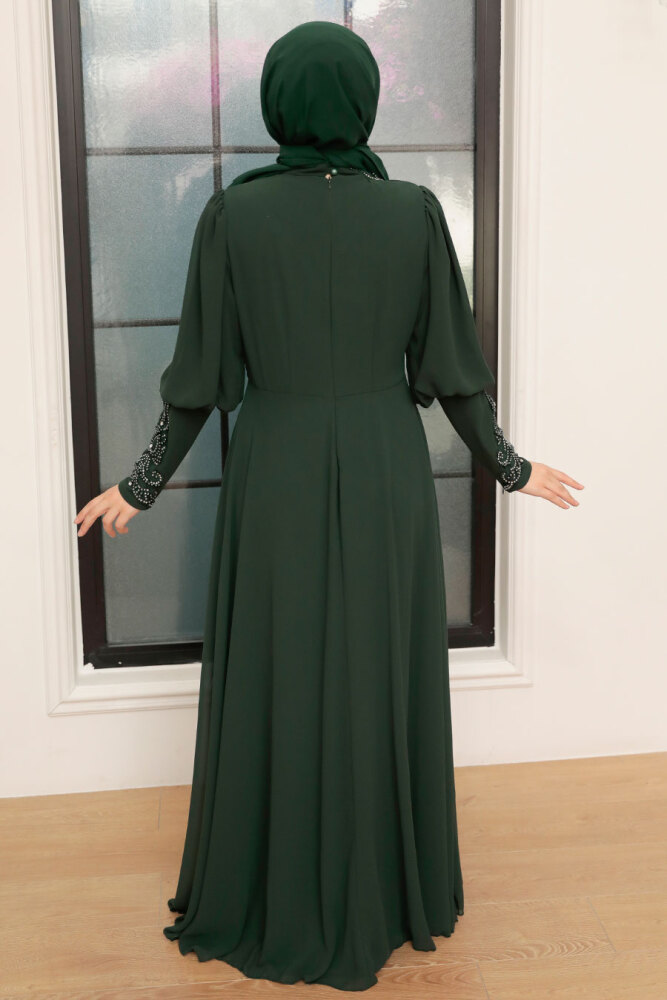 Neva Style - Green Turkish Modest Dress 25817Y - 3