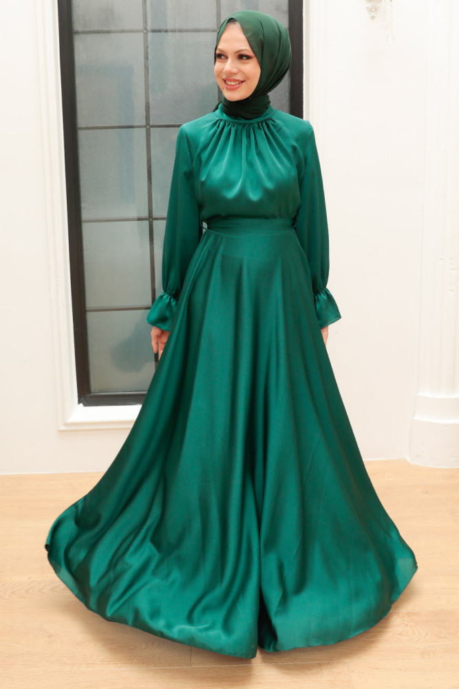 Neva Style - Long Green Modest Prom Dress 3449Y - 1