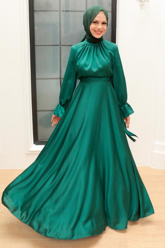 Neva Style - Long Green Modest Prom Dress 3449Y - 2