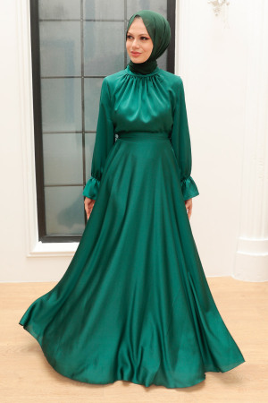 Neva Style - Long Green Modest Prom Dress 3449Y - 3