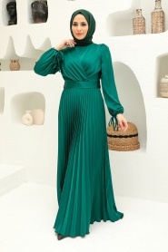 Neva Style - Elegant Green Islamic Clothing Wedding Dress 3452Y - Thumbnail