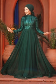 Neva Style - Stylish Green Muslim Wedding Dress 5338Y - 2