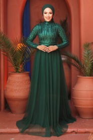 Neva Style - Stylish Green Muslim Wedding Dress 5338Y - Thumbnail