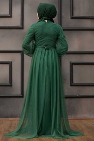 Neva Style - Luxorious Green Islamic Evening Gown 5383Y - Thumbnail