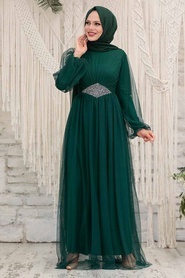 Neva Style - Stylish Green Modest Evening Gown 54230Y - Thumbnail