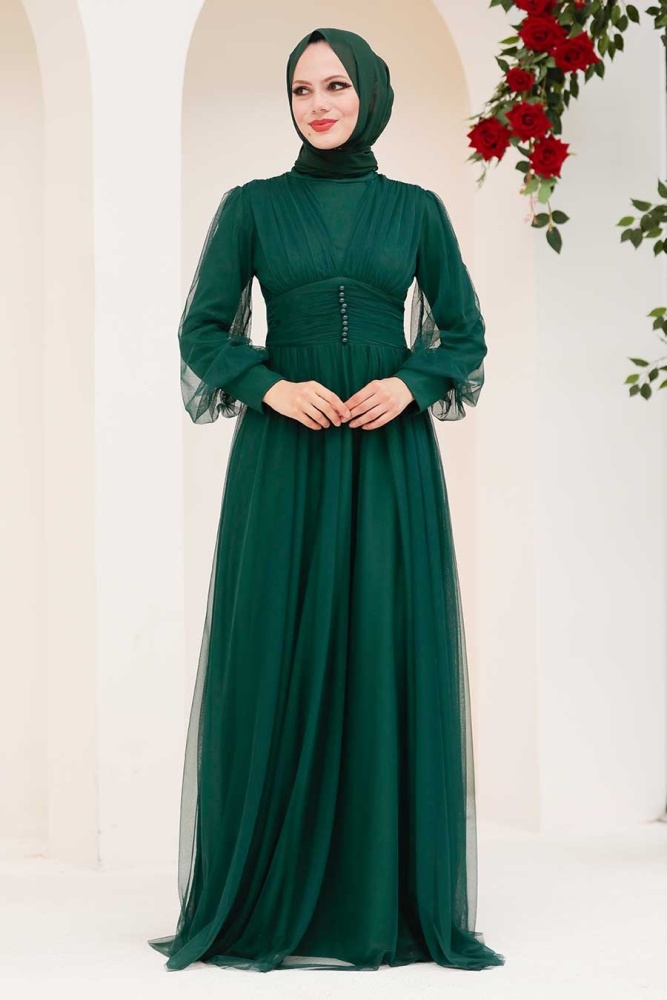 Neva Style - Plus Size Green Islamic Wedding Gown 5478Y - 1