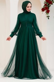 Neva Style - Plus Size Green Islamic Wedding Gown 5478Y - Thumbnail