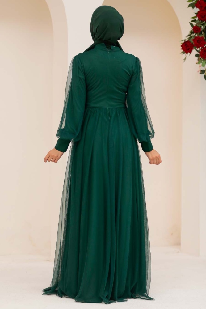 Neva Style - Plus Size Green Islamic Wedding Gown 5478Y - 3