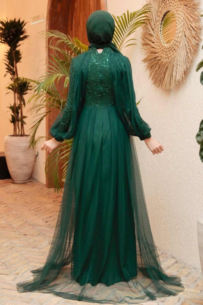 Neva Style - Stylish Green Islamic Prom Dress 55190Y - 2