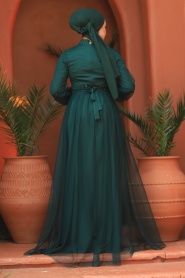 Neva Style - Long Sleeve Green Modest Evening Gown 5632Y - Thumbnail