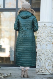 Green Hijab İnflatable Coat 10650Y - Thumbnail