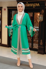 Green Hijab Kimono 10455Y - Thumbnail