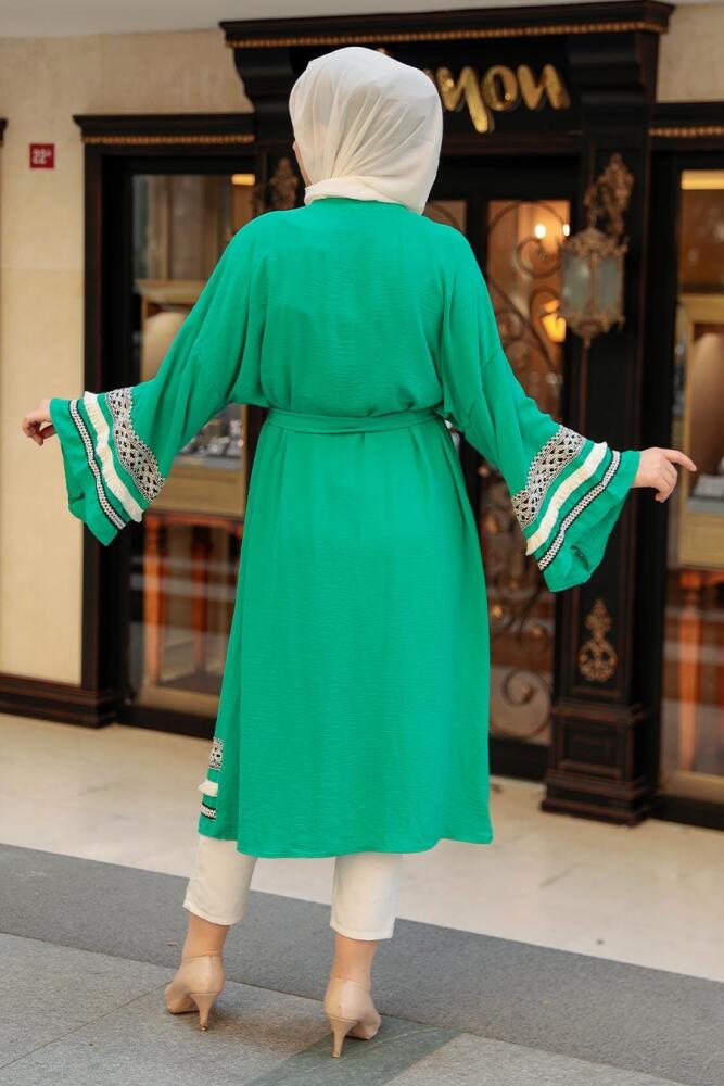 Green Hijab Kimono 10455Y - 3