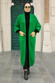 Green Hijab Knitwear Cardigan 4182Y - Thumbnail