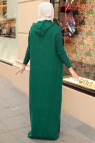 Green Hijab Knitwear Dress 15030Y - Thumbnail
