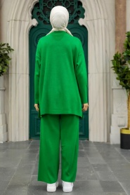 Green Hijab Knitwear Dual Suit 40782Y - Thumbnail