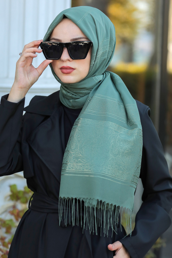 Green Hijab Shawl 7562Y - 1