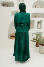 Neva Style - Satin Green Hijab Engagement Gown 3456Y - Thumbnail