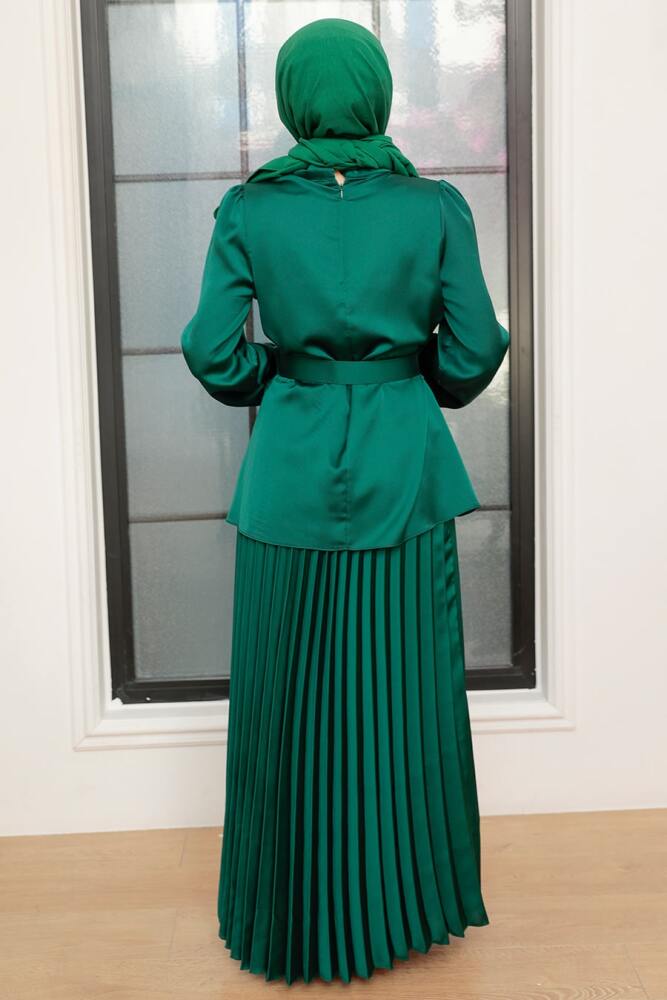 Green Hijab Suit Dress 34621Y - 3