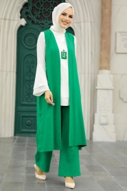 Green Hijab Triple Suit 52341Y - Thumbnail