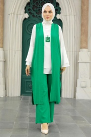 Green Hijab Triple Suit 52341Y - Thumbnail