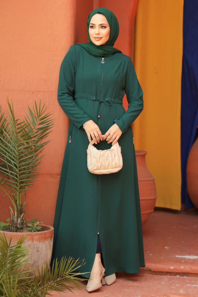 Green Hijab Turkish Abaya 60125Y - 2