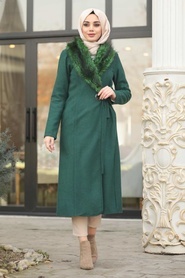 Green Hijab Coat 5098Y - Thumbnail
