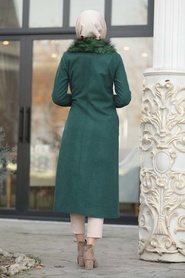 Green Hijab Coat 5098Y - Thumbnail