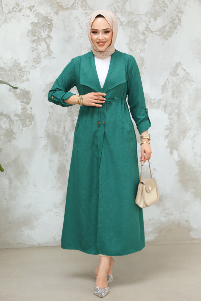 Green Long Sleeve Coat 11341Y - 2