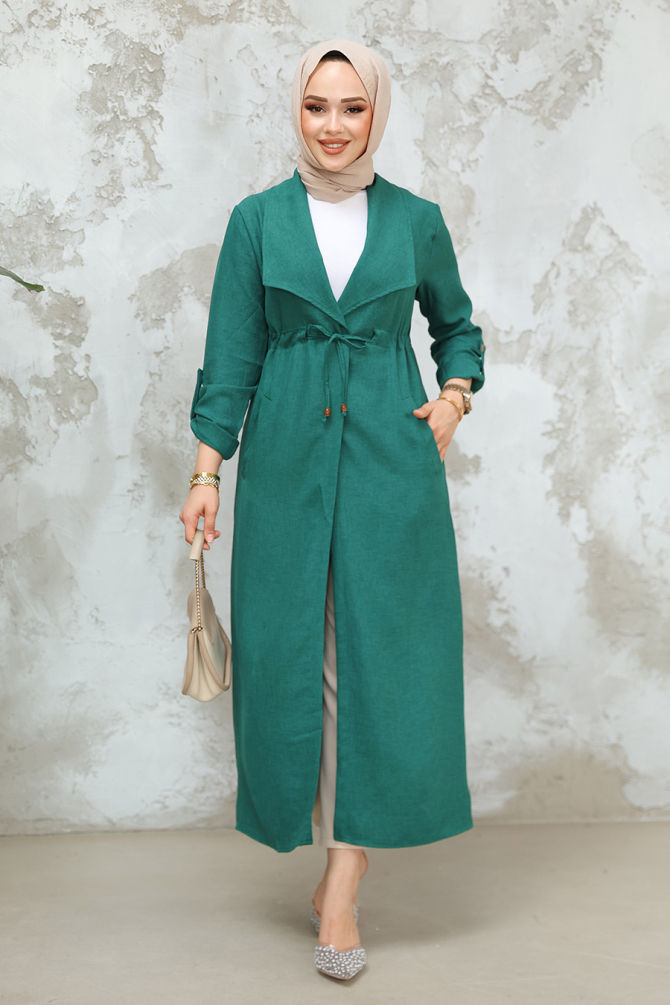 Green Long Sleeve Coat 11341Y - 3