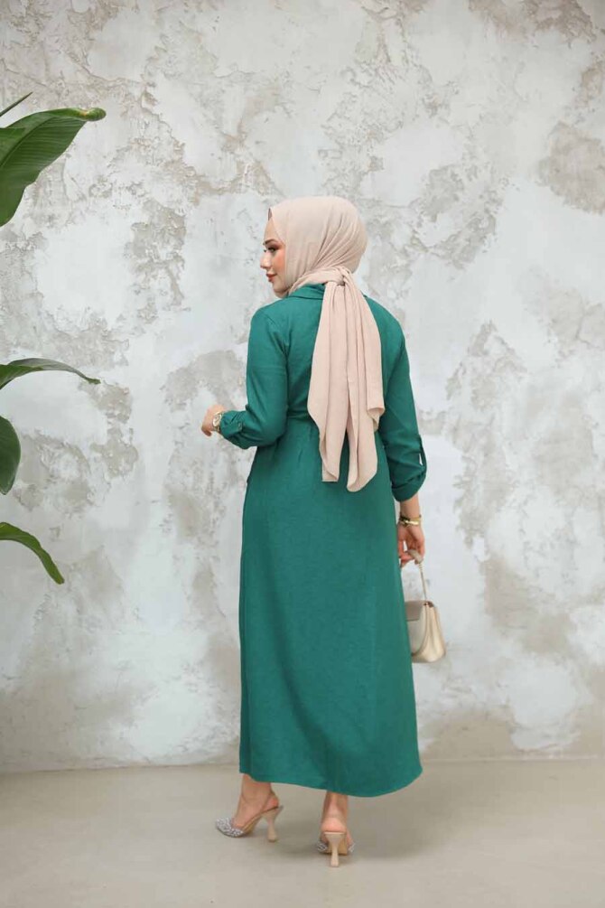 Green Long Sleeve Coat 11341Y - 4