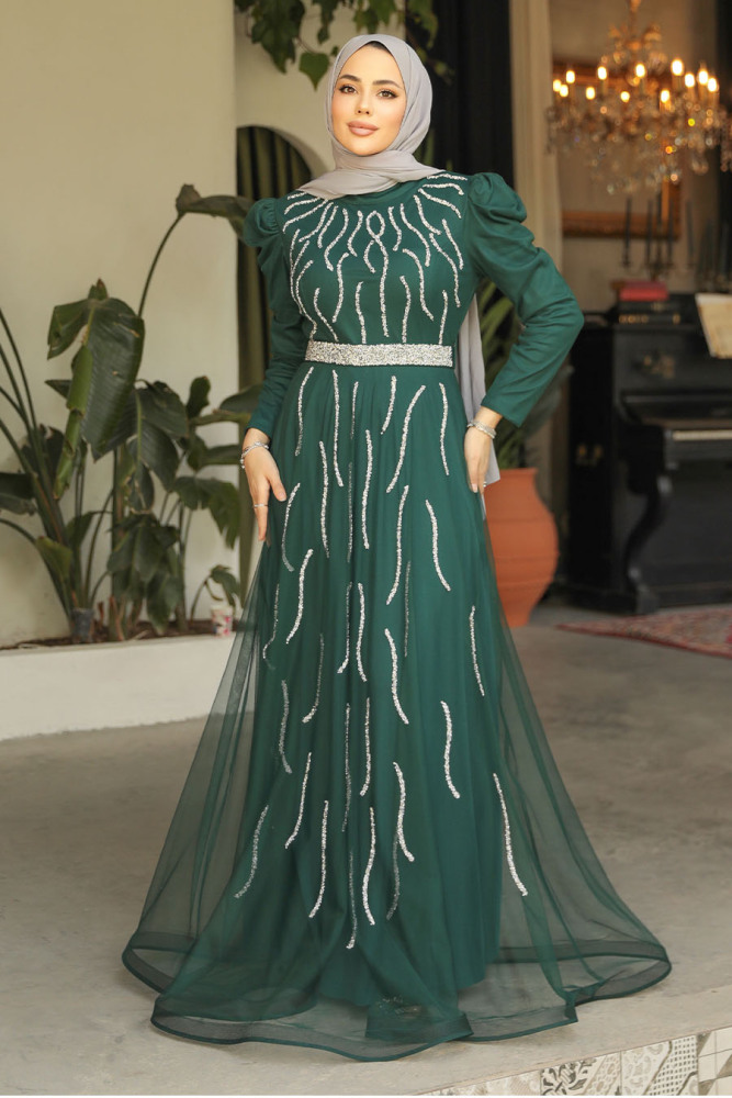 Green Modest Bridesmaid Dress 51912Y - 1