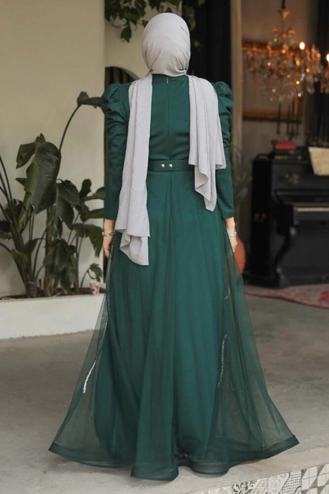 Green Modest Bridesmaid Dress 51912Y - 4